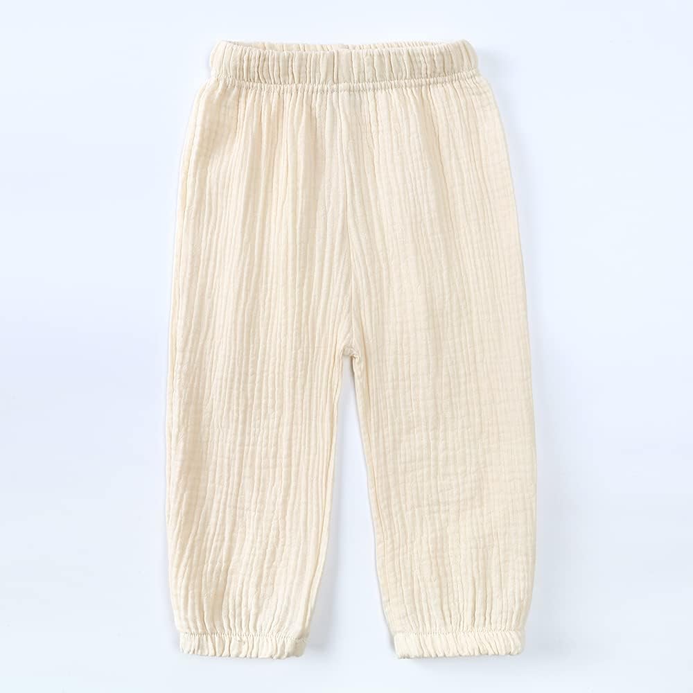 3Packs Cotton Linen Elastic Waist Pants for Kids Summer
