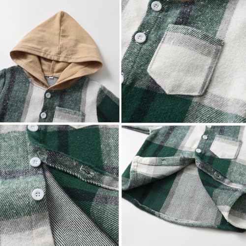 Feidoog Toddler Boys Plaid Hoodie Pjs Set