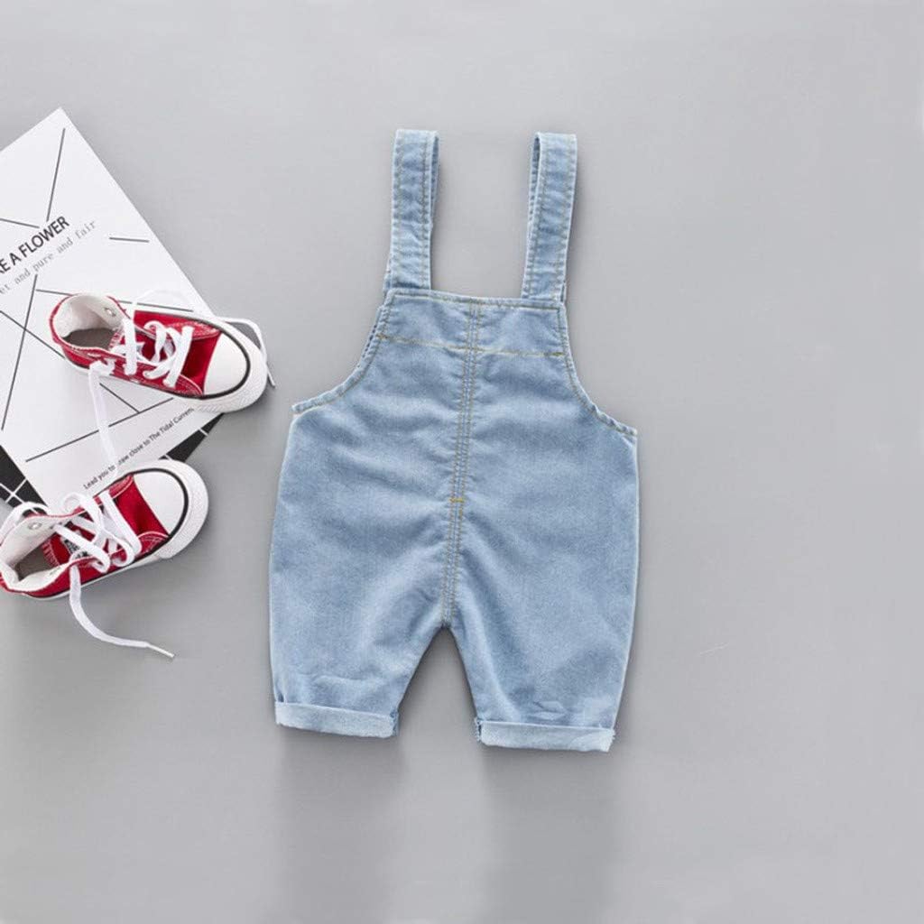Baby Boys Girls Denim Suspender Overalls Trousers with Cartoon Straps