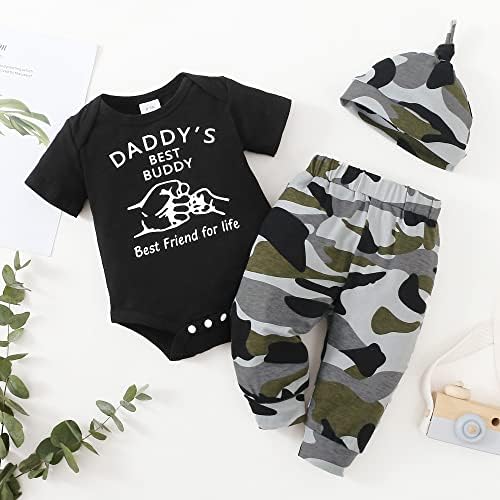 Renotemy - Newborn Baby Boy Letter Print Romper Pants Set