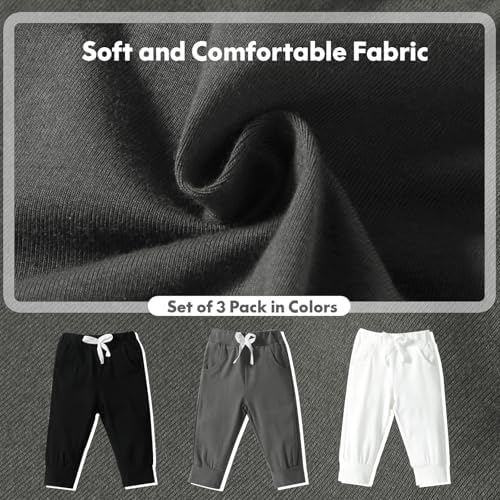 DREAM BUS Pack of 3 Toddler Jogger Pants with Pockets