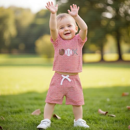 Toddler Baseball Stripe T-Shirt and Shorts Set