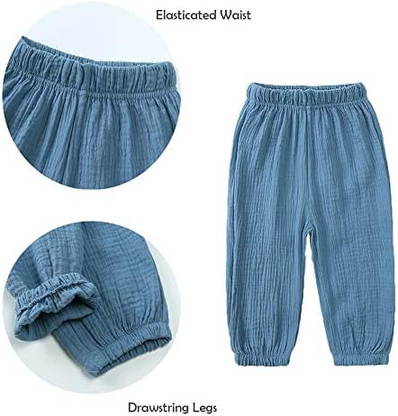 GFQLONG 3 Pack Casual Toddler Boys Girls Soft Cotton Linen Pants