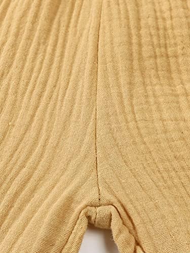 Plain Cotton Linen Elastic Waist Trousers