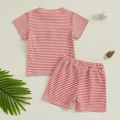 Toddler Baseball Stripe T-Shirt and Shorts Set