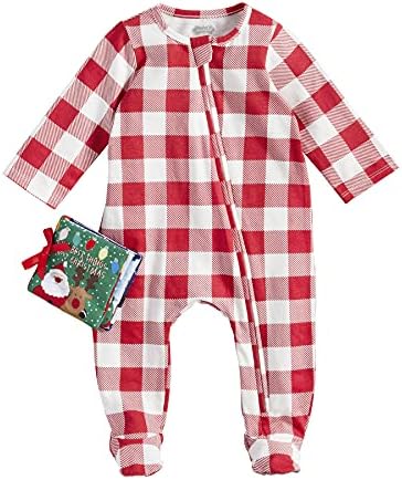 Mud Pie Baby Boy Christmas Sleeper and Book Red 3-6 Months
