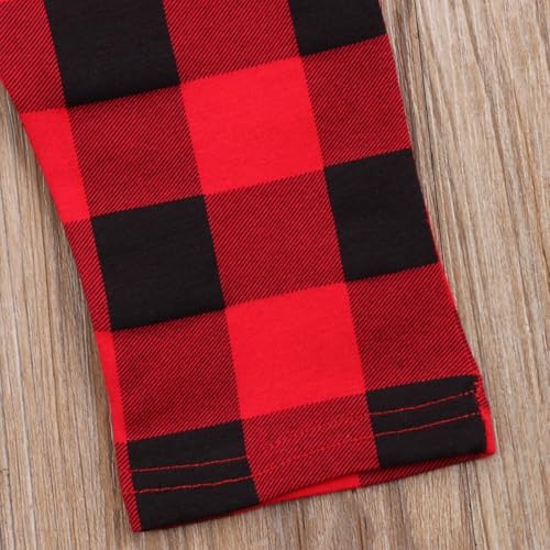 Andannby Toddler Red Black Cotton Plaid Check Pants Long comfy for boys