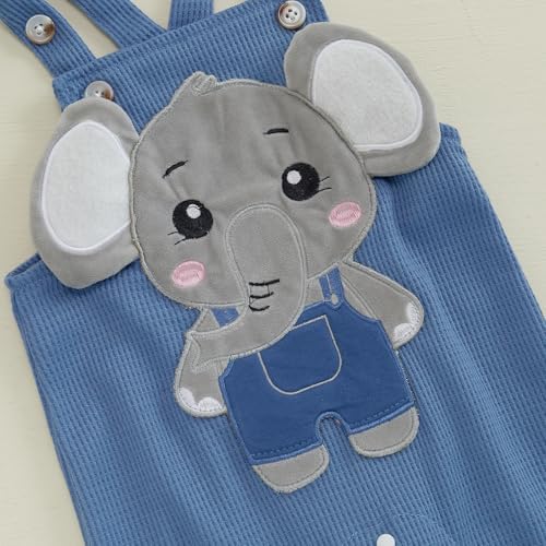 Adorable Baby Boy Toddler Romper Pants Set with Elephant Embroidery