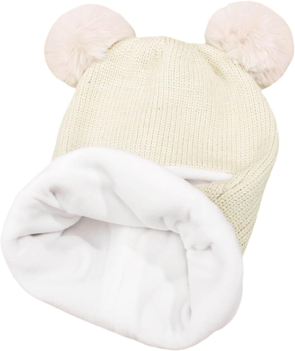 Winter Kids Accessories Set - Knitted Fleece Set with Pompoms Santa