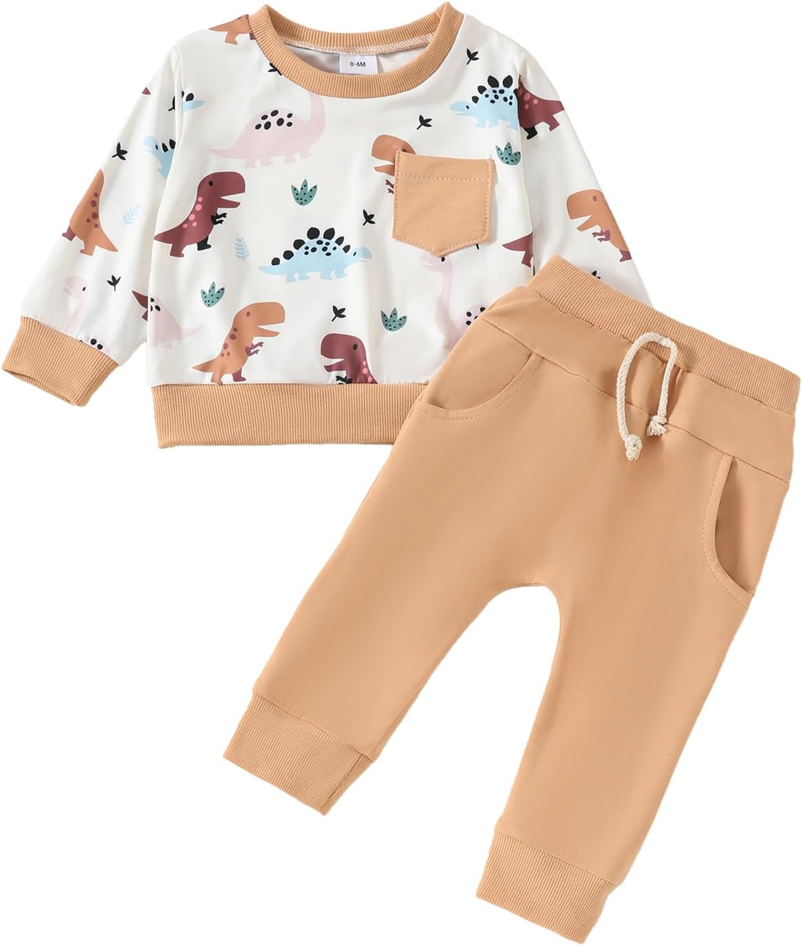 Douhoow Baby Boy 2Pcs Fall Outfits Dinosaur Print Sweatsuit Pants Set Toddler Clothes