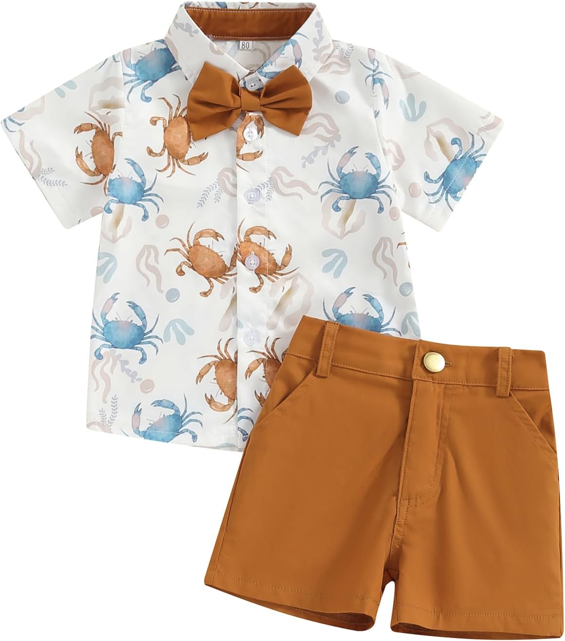 Licupiee Perfect Ocean Print Shorts Set for Toddler Boys