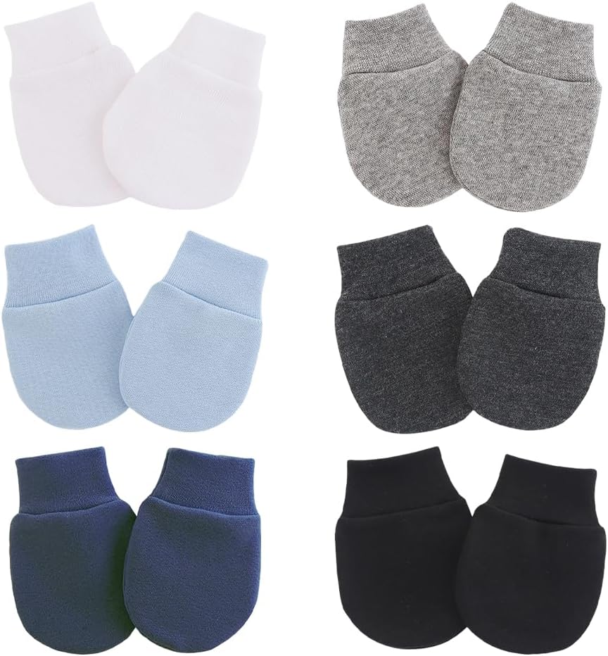 GSHLLO 6-Pair Cotton Newbornmittens Soft Breathable for Babies