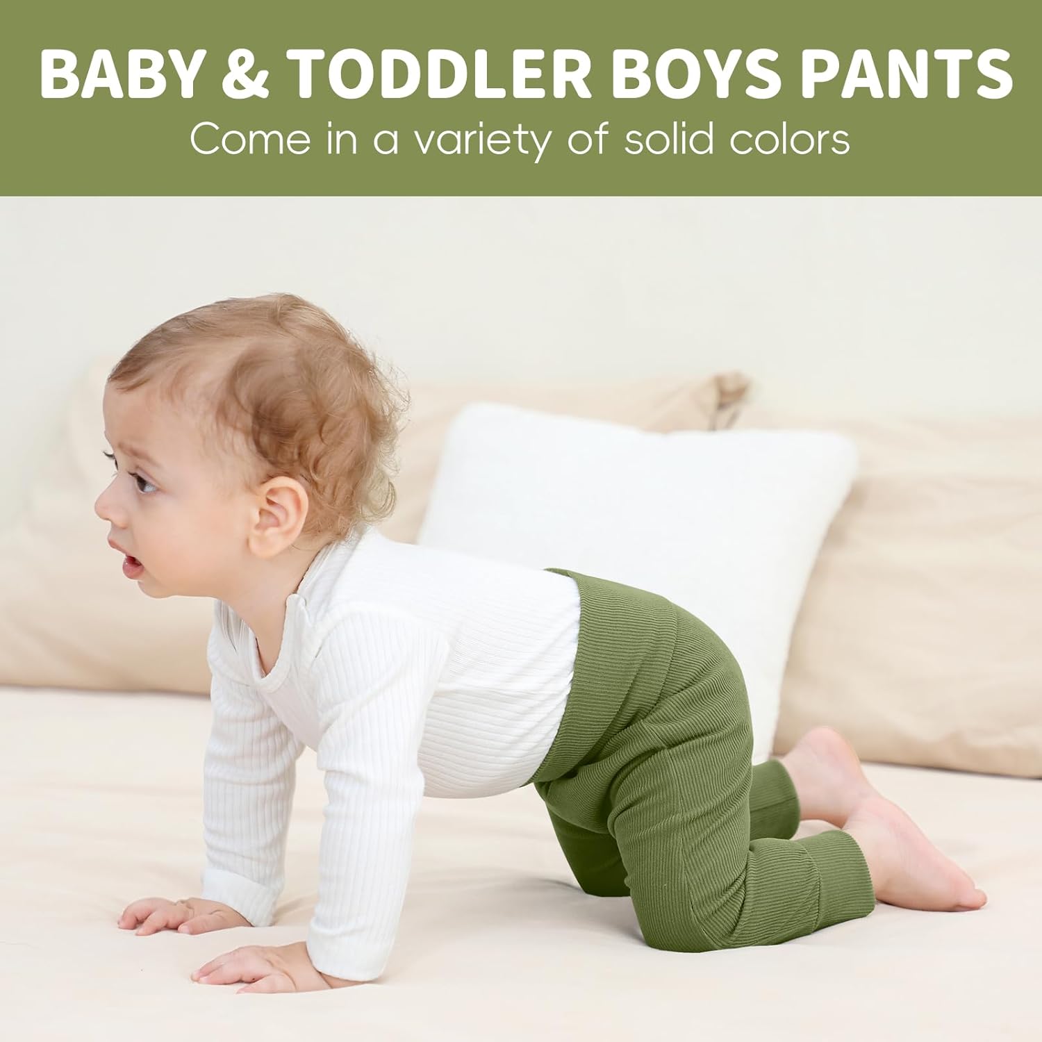 Kionio 2-Pack Elastic Waist Newborn Jogger Pants for Boys