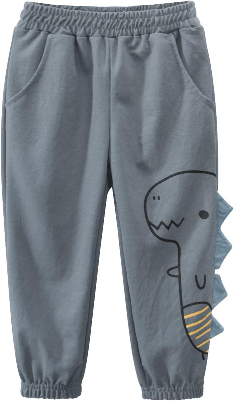 Baby Boys Cotton Pull-On Sweatpants Dinosaur Printing Blue 6-7