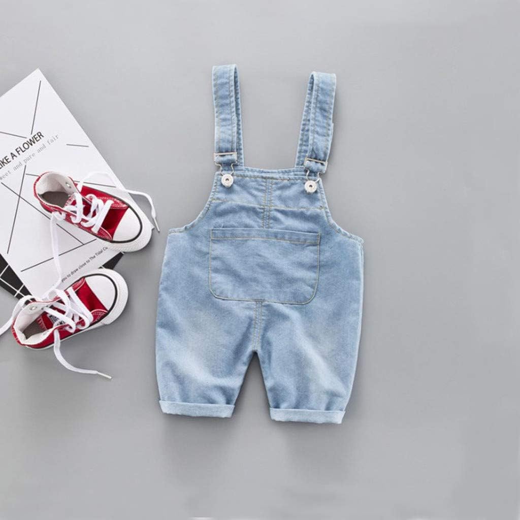 Baby Boys Girls Denim Suspender Overalls Trousers with Cartoon Straps