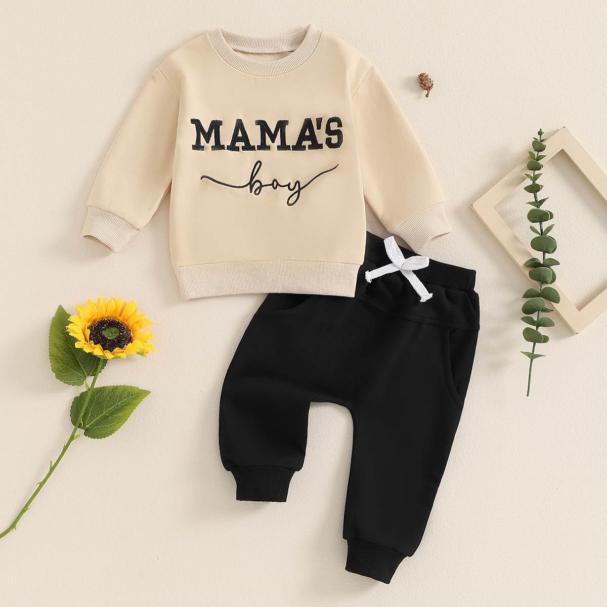 TheFound Toddler Boys FallWinter Fashionable Rugby Print Outfit