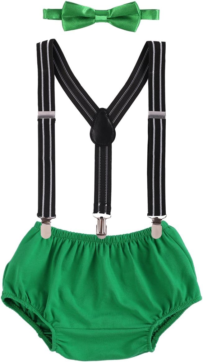 1st 2nd Birthday Cake Smash Bloomers Diaper Cover Suspenders Bow Tie