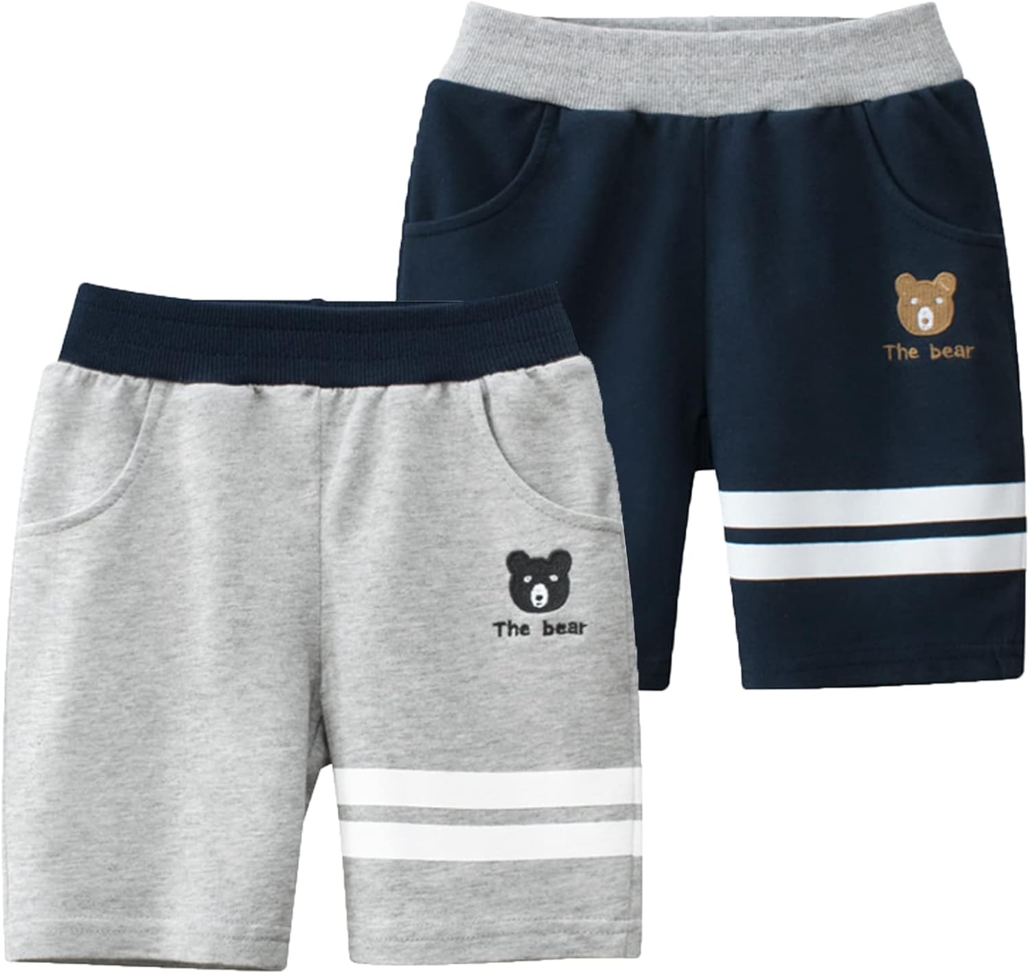 boys girls fitted 2-pack summer knit sports shorts