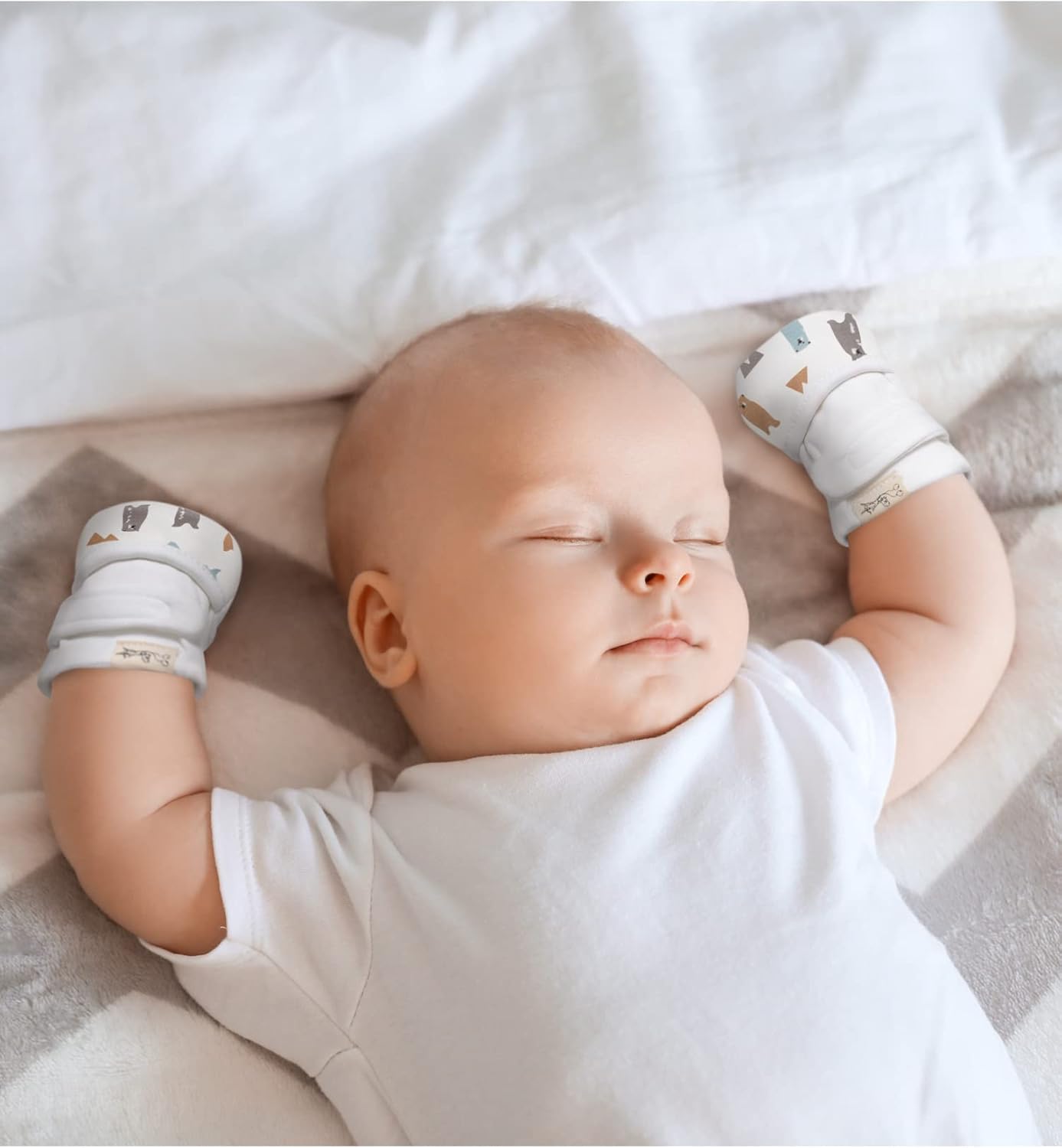 Adjustable Animal Print Cotton Glove Mittens for Babies