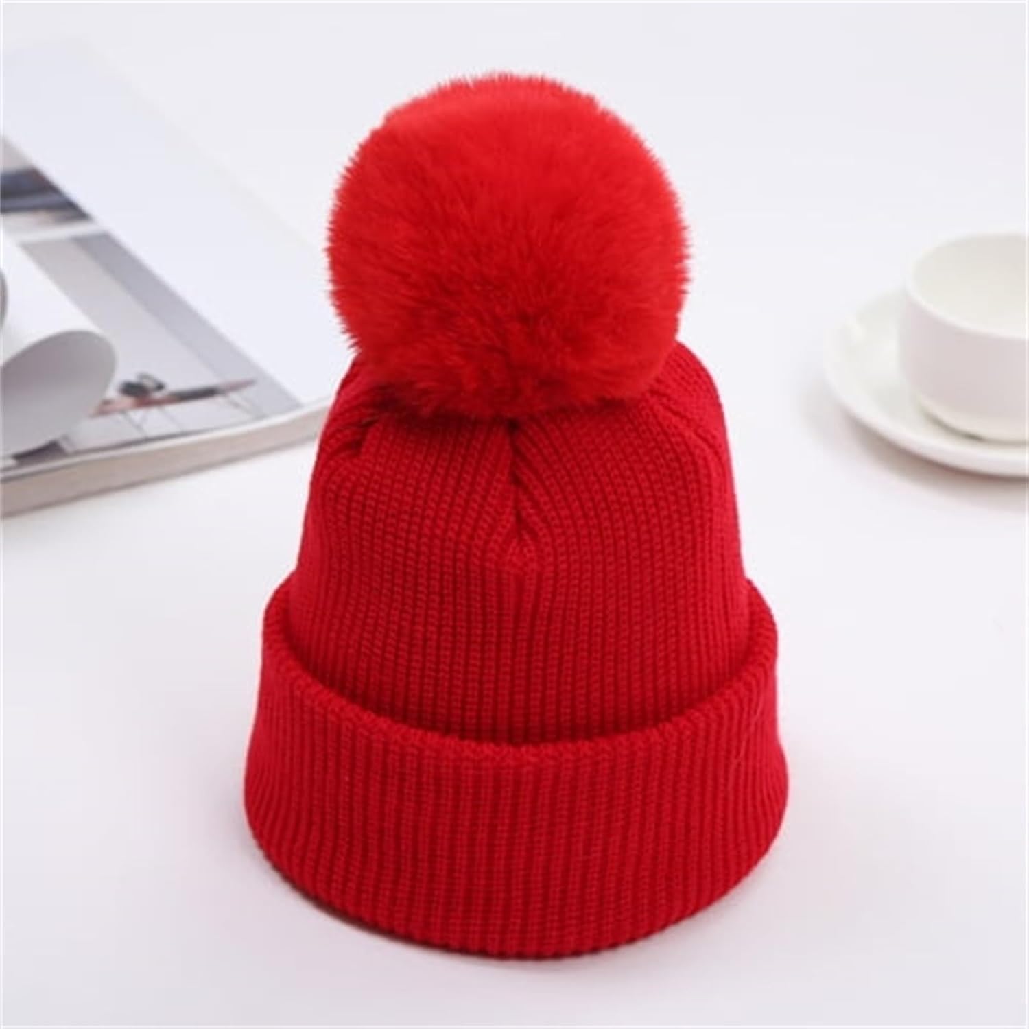 Winter Baby Beanie with Pompom Cat Cushy Stay Warm