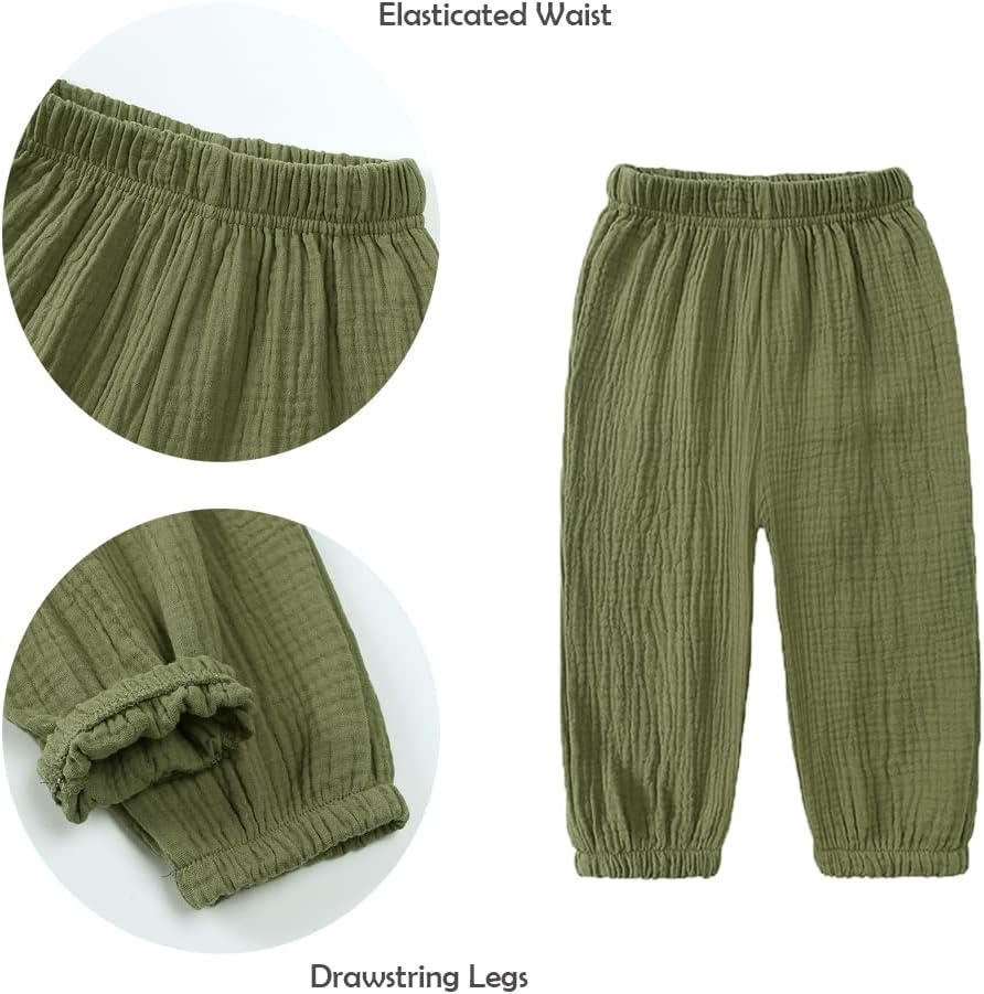 3 Pack Casual Soft Cotton Lawn Pants for Toddler