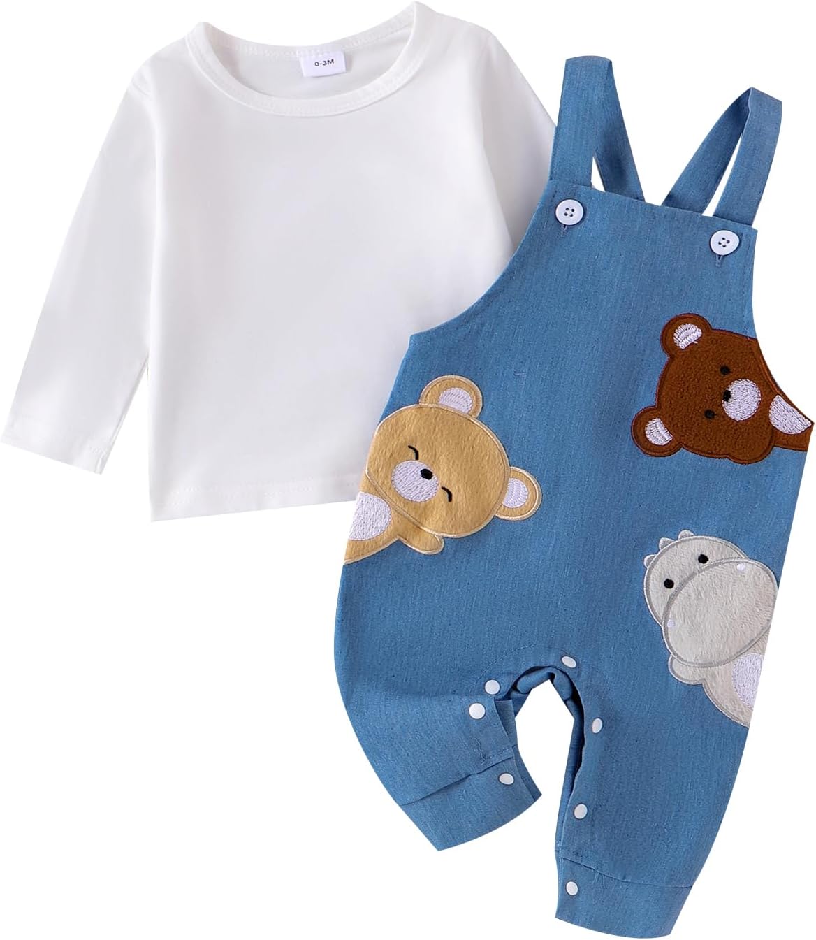 Preemie Bearpermit Child Outfit T-Shirt Pants Set with Soft Fabric