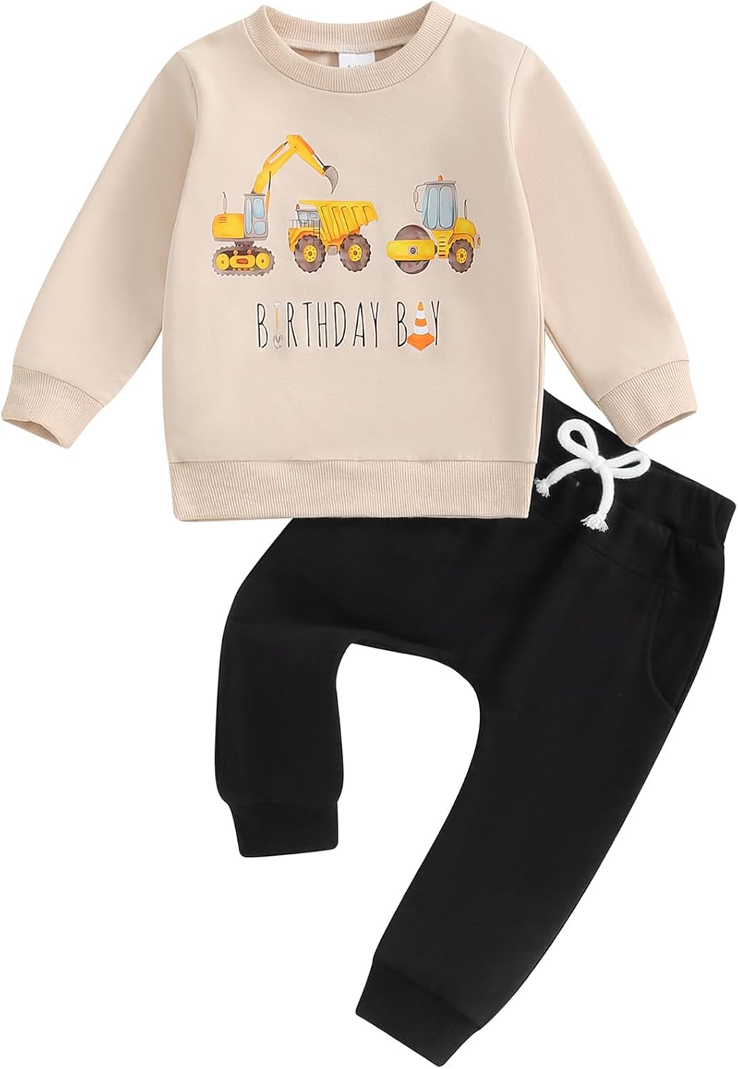 Pudcoco - Excavator Construction Toddler Outfit Set - Construction Kids Clothing