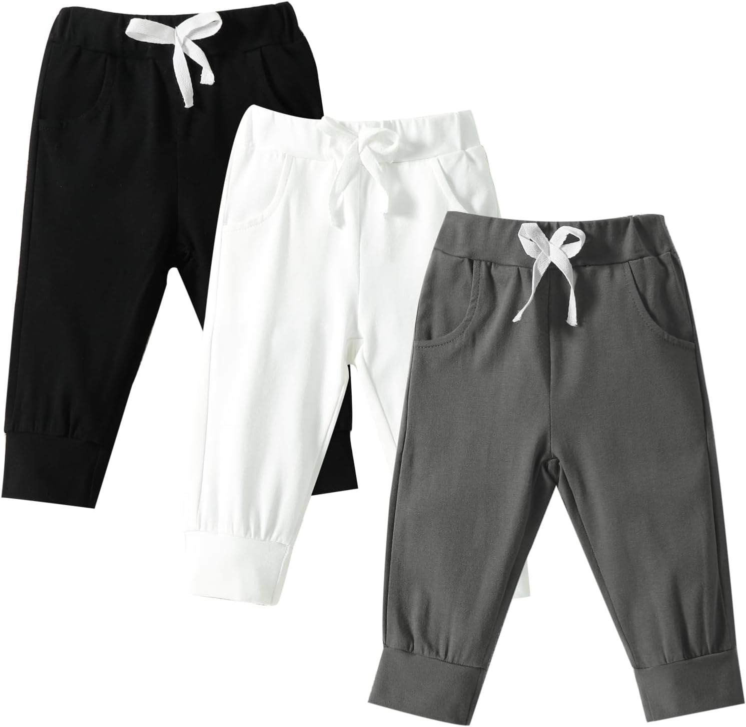 DREAM BUS Pack of 3 Toddler Jogger Pants with Pockets