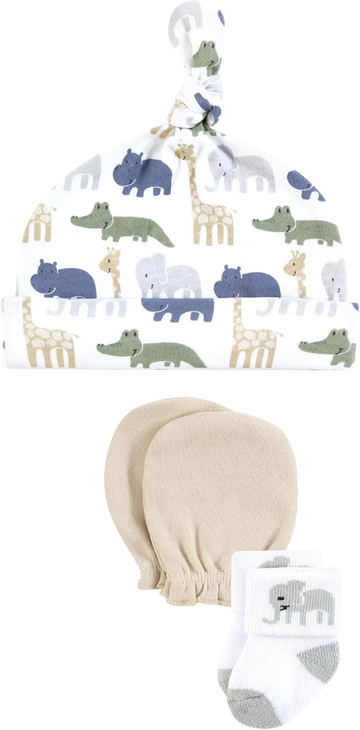 Hudson Baby Unisex Caps Mittens Socks Set 0-6 Months