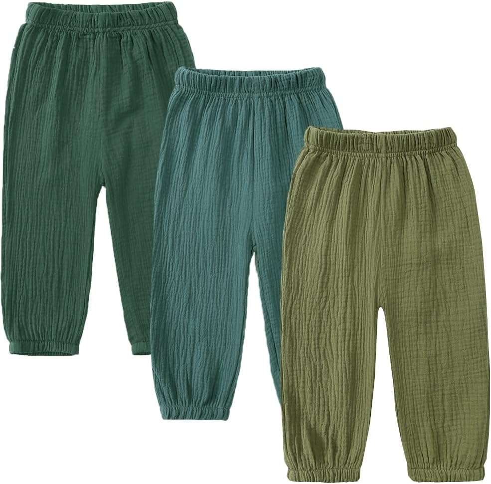 3 Pack Casual Soft Cotton Lawn Pants for Toddler