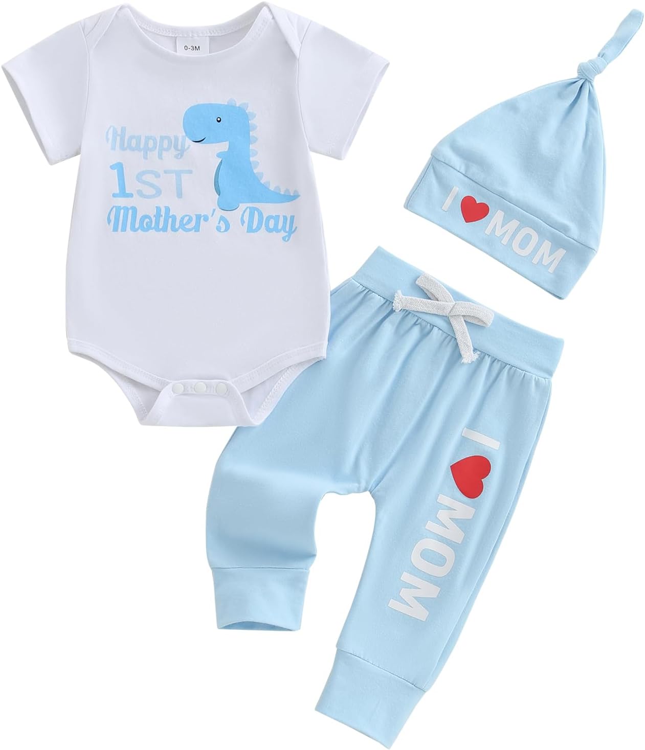 Happy Mothers DayFirst Mothers Day Set with Romper Pants hat for Infants