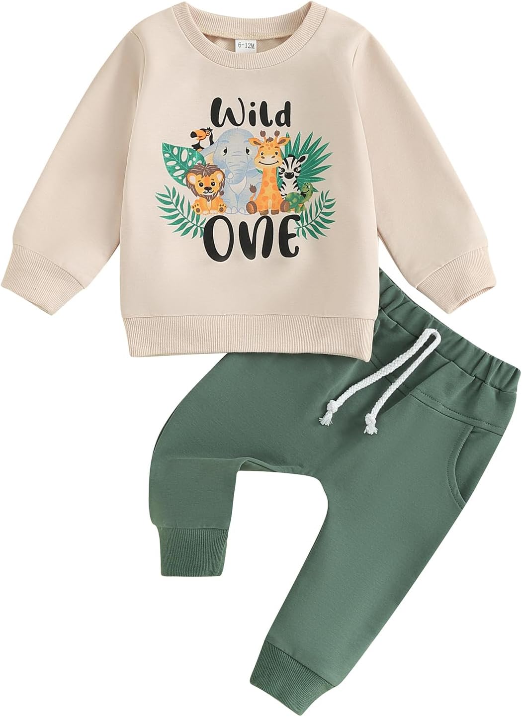 Baby Boy First Birthday Outfit Wild One Crewneck Sweatshirt and Pants