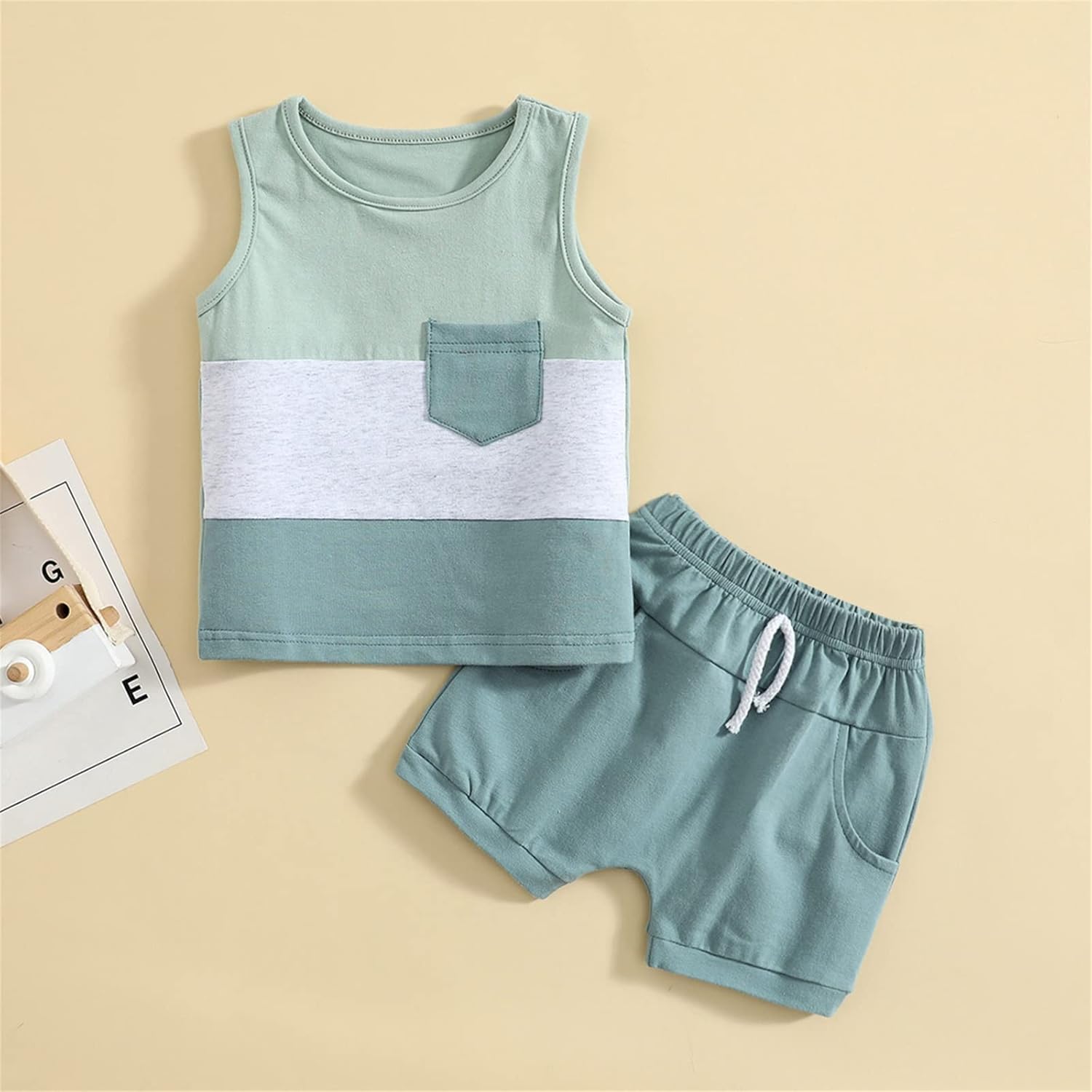 Cozy Waffle Sleeves Toddler Boys Clothing Set - Stylish Summer Outfit for Kids