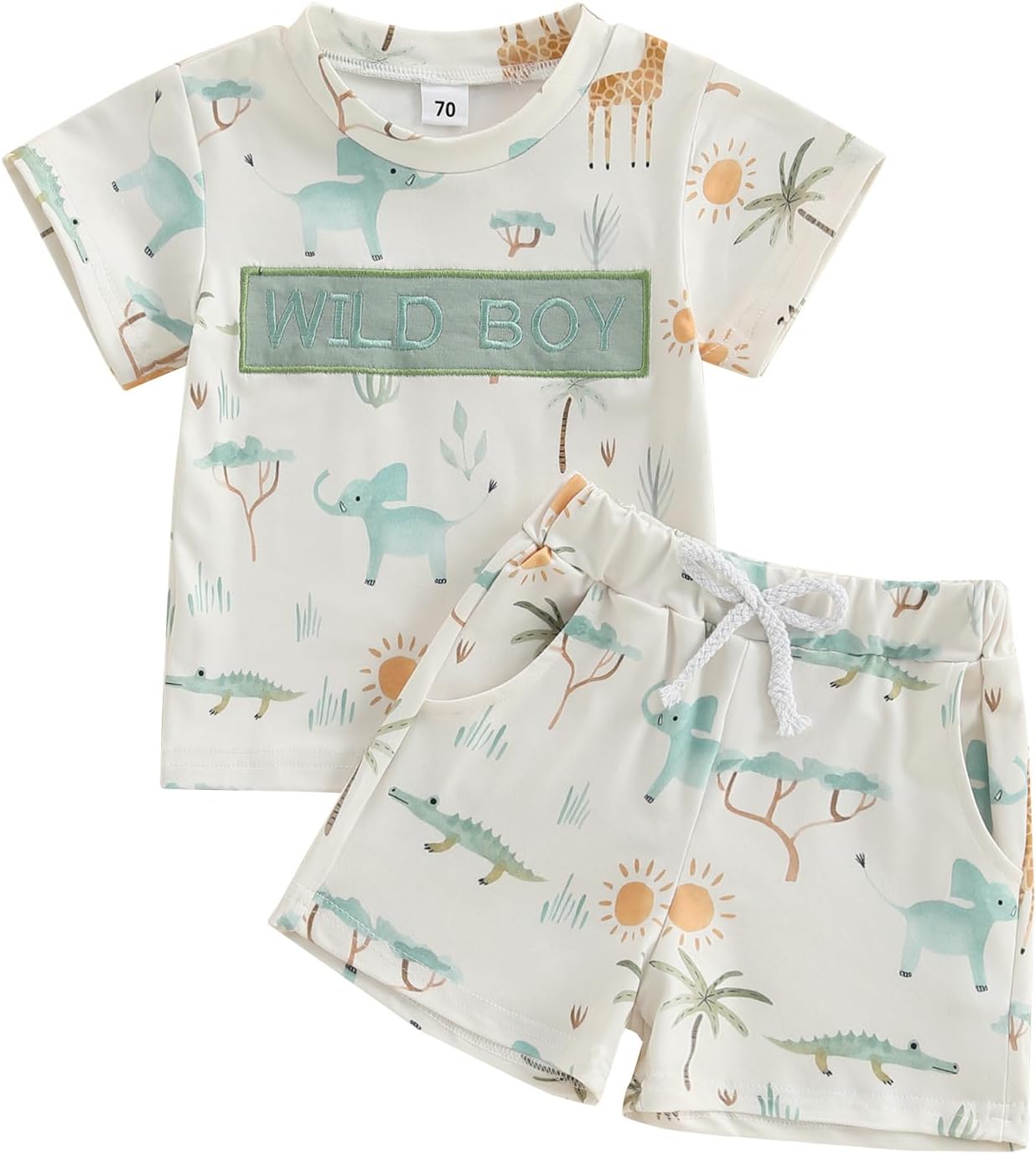 GOOCHEER Wild Boy Summer Short Sleeve T-Shirt and Shorts Set