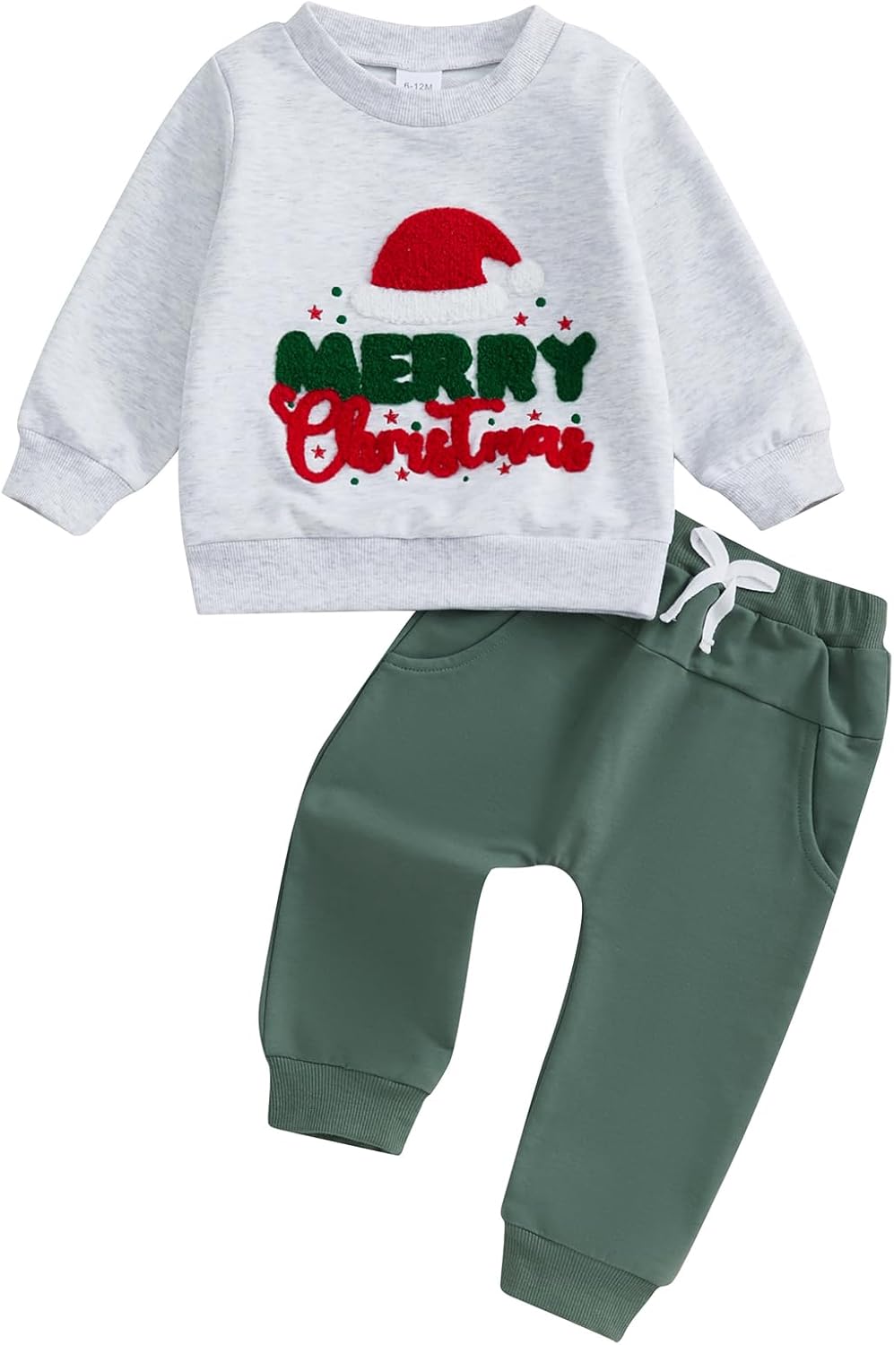 Cozy Christmas Sweater Top Pants Set for Baby Boys