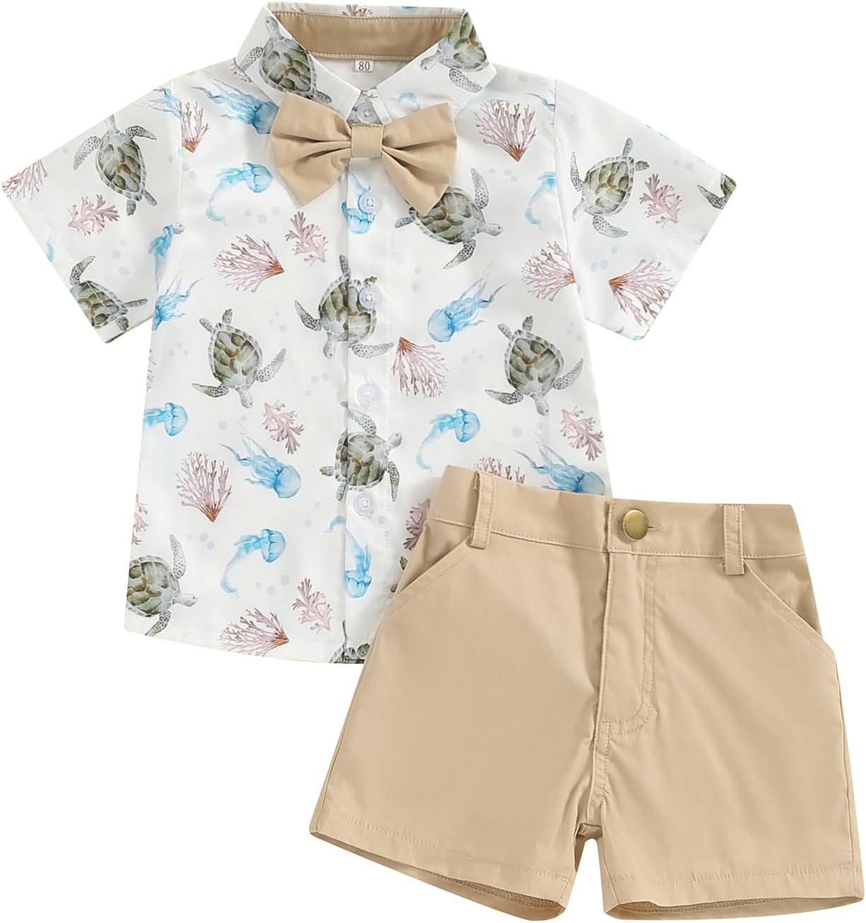 Licupiee Toddler Boys Ocean Print Shorts Sets