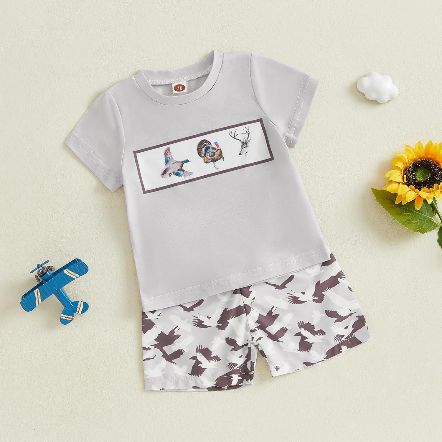Cute Little Baby Mallard Duck Hunter T-Shirt Shorts Set