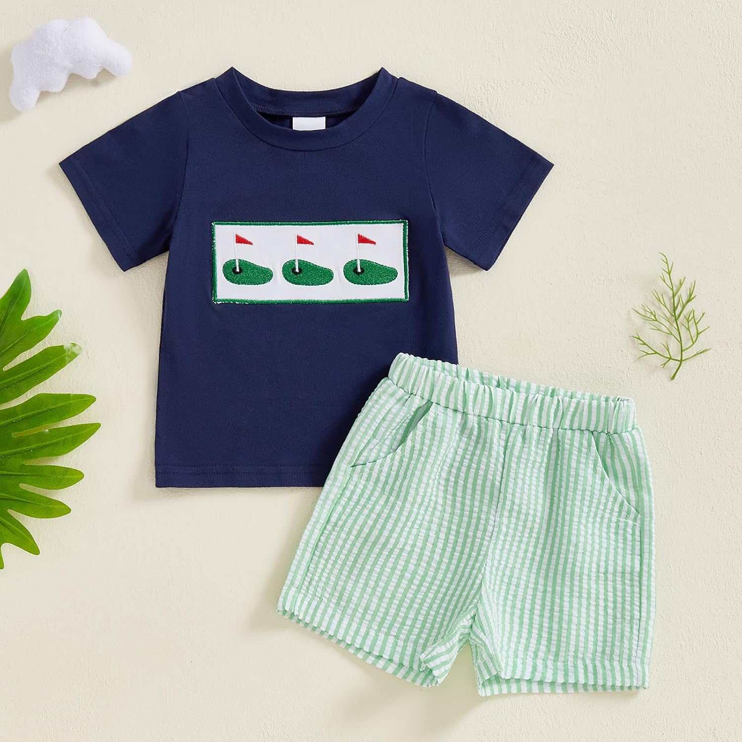 FIOMVA Toddler Boy Summer Golf Outfit Set