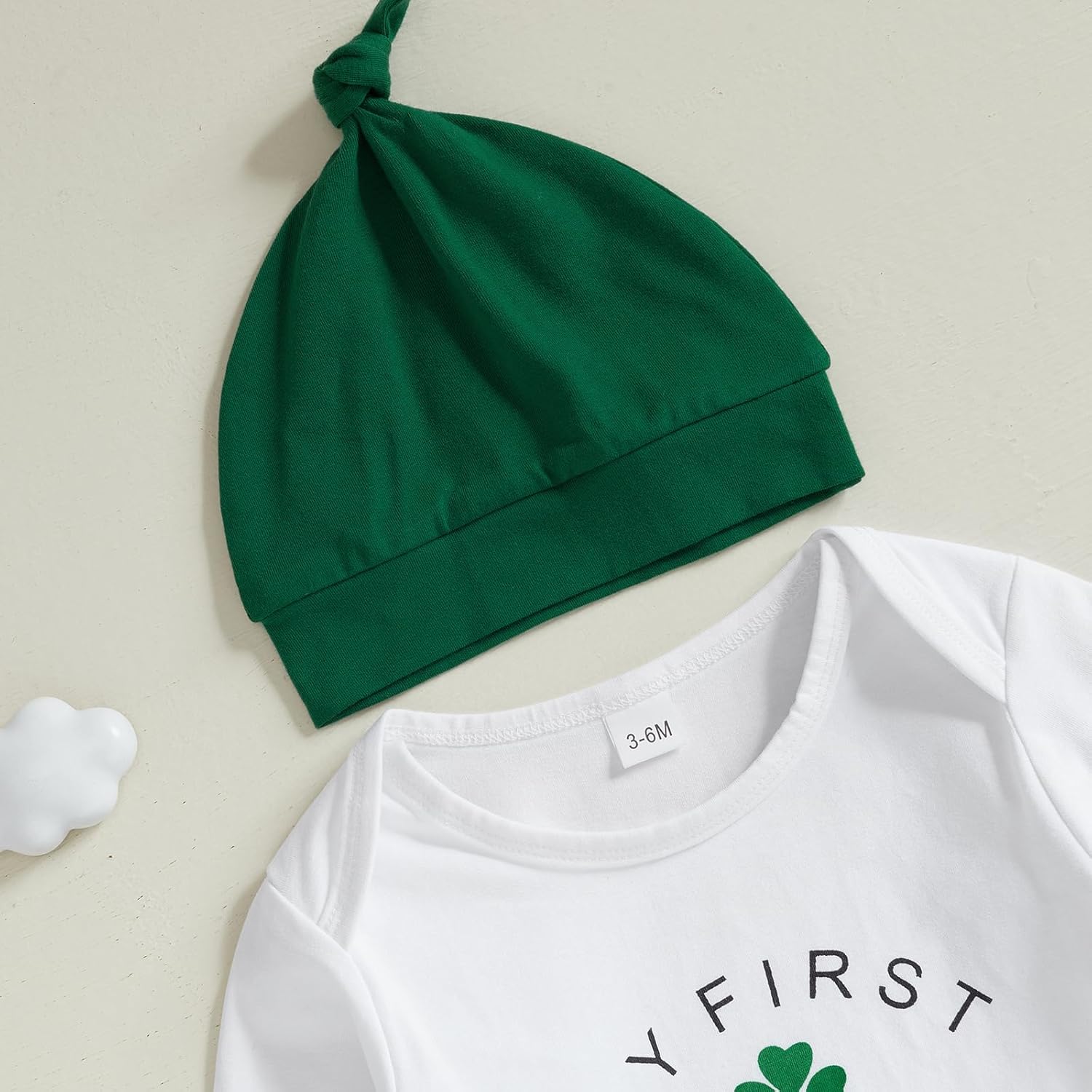 My First St Patricks Day Baby Boy Outfit - Clover Print Romper Pants Set