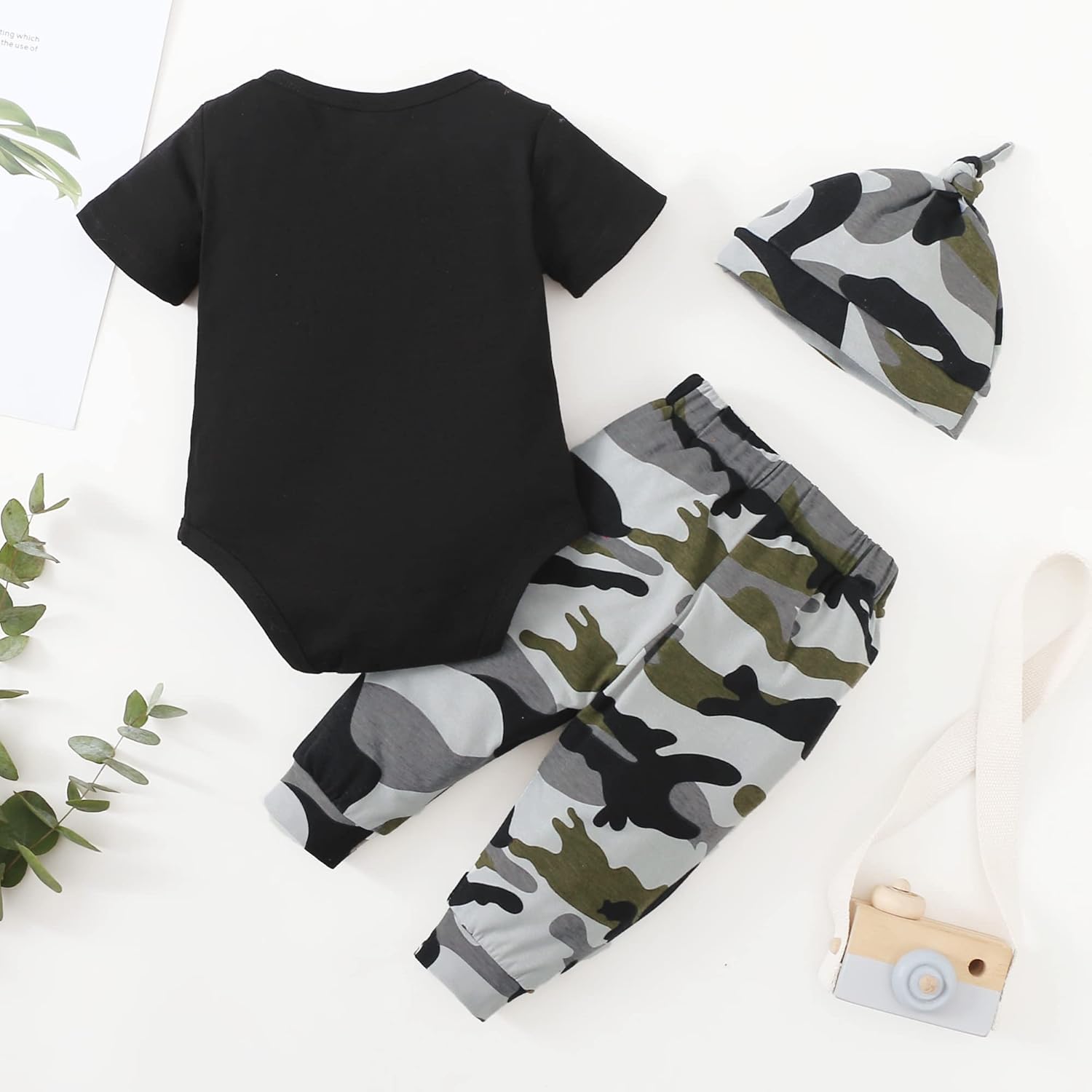 Renotemy - Newborn Baby Boy Letter Print Romper Pants Set