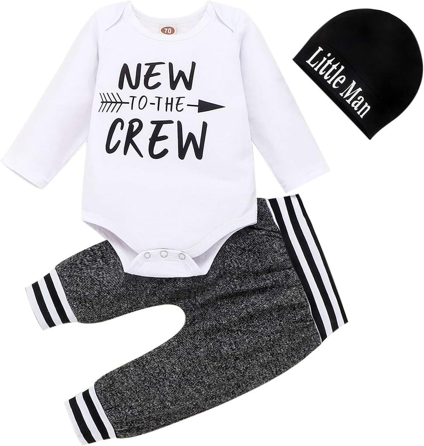 Baby Boys 3-Piece Set Soft Cotton Romper Elastic Pants Hat - Fun indexable