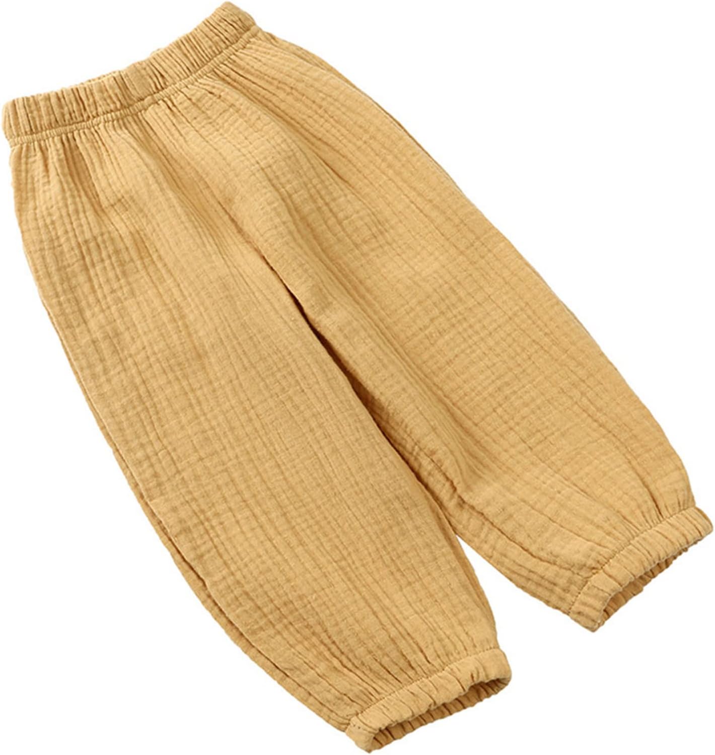 Plain Cotton Linen Elastic Waist Trousers