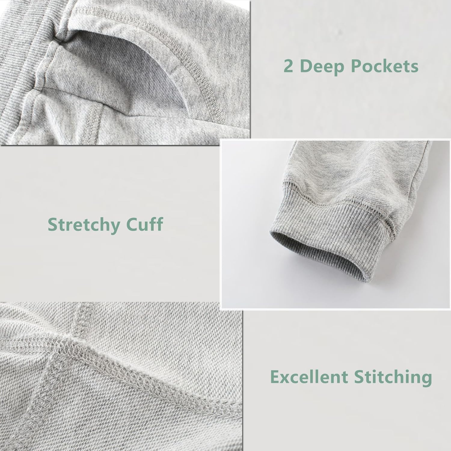 BeiVSlley Baby Boys 3 Pack Cotton Jogger Pants with Cute Embroidery