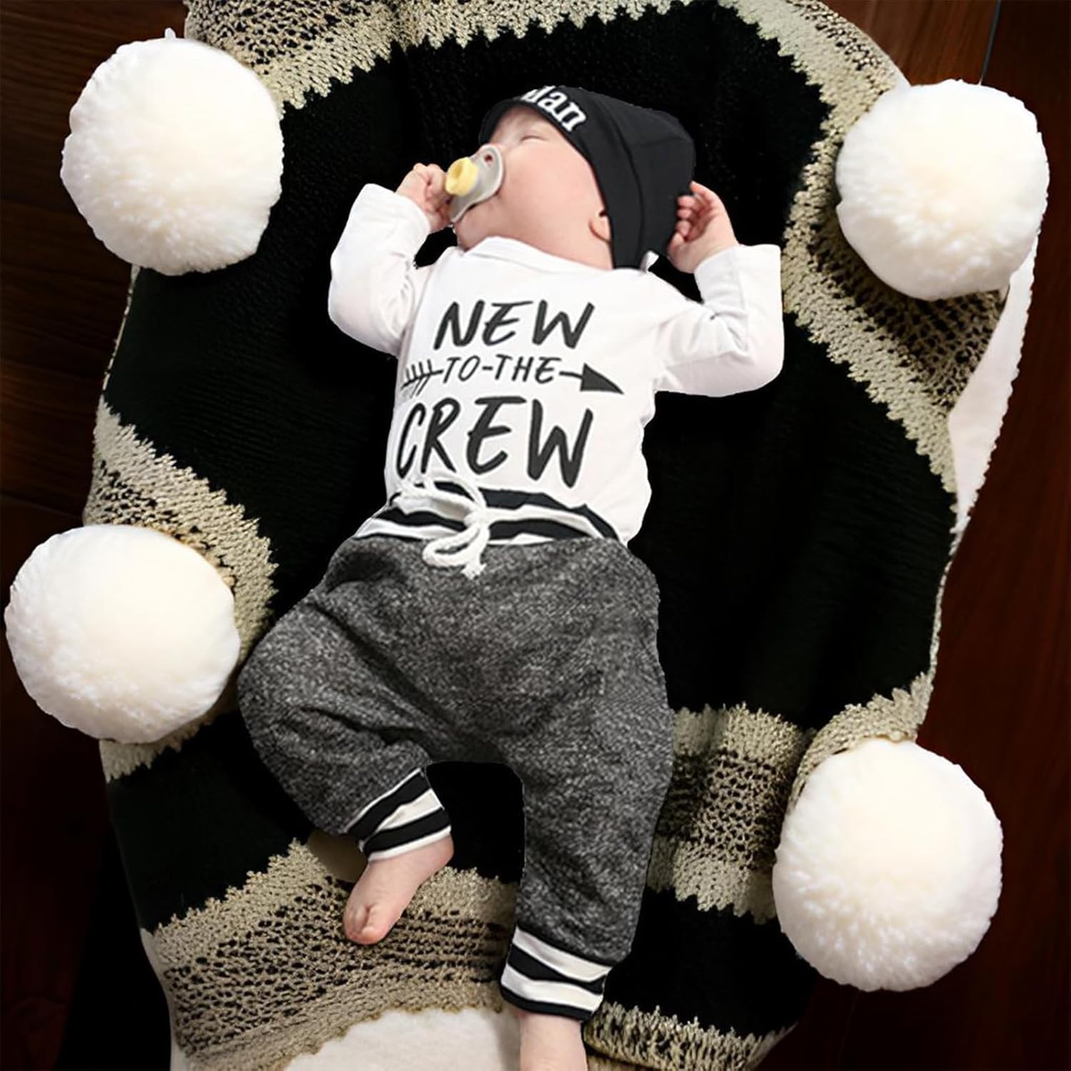 Baby Boys 3-Piece Set Soft Cotton Romper Elastic Pants Hat - Fun indexable
