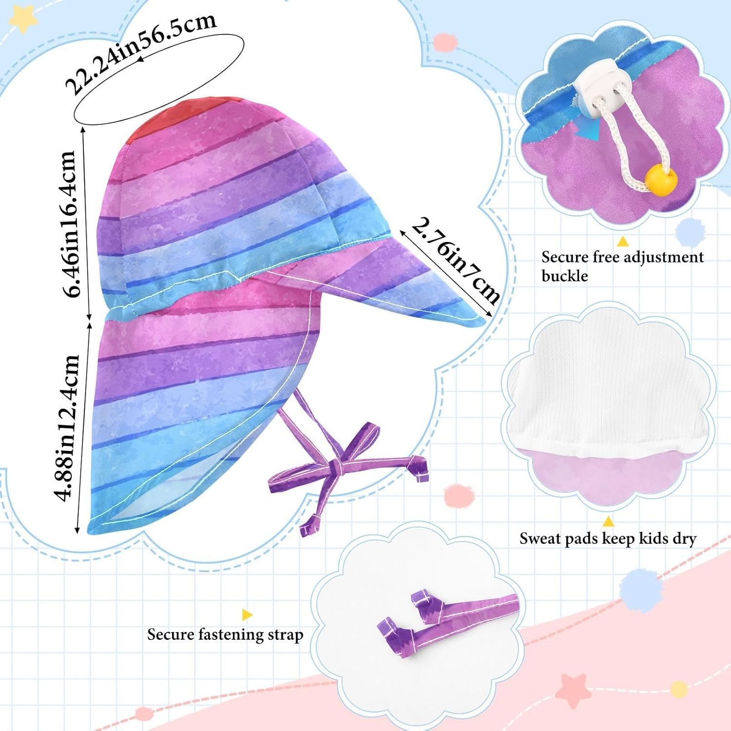 Watercolor Striped Baby Sunhat UPF 50