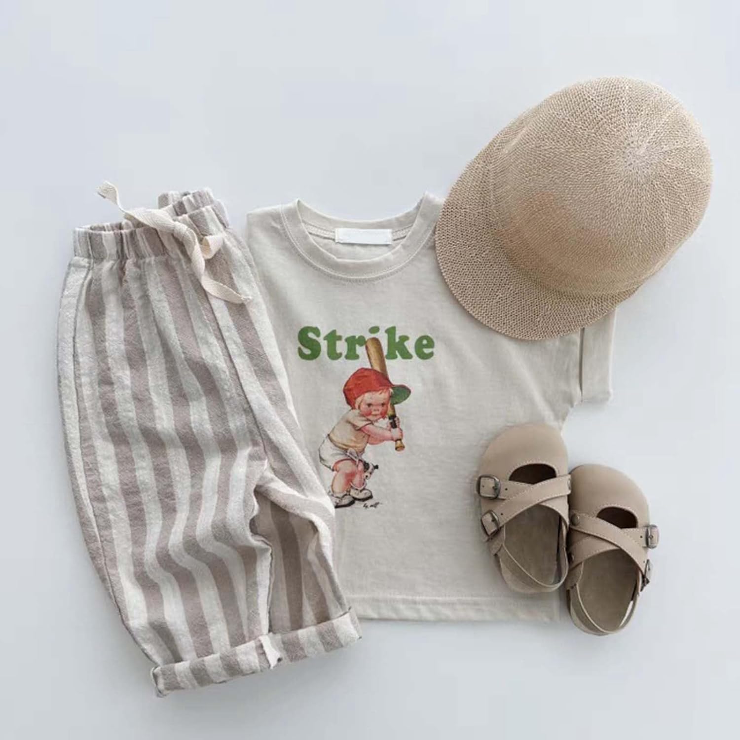 Striped Linen Elastic Waist Pants for Kids