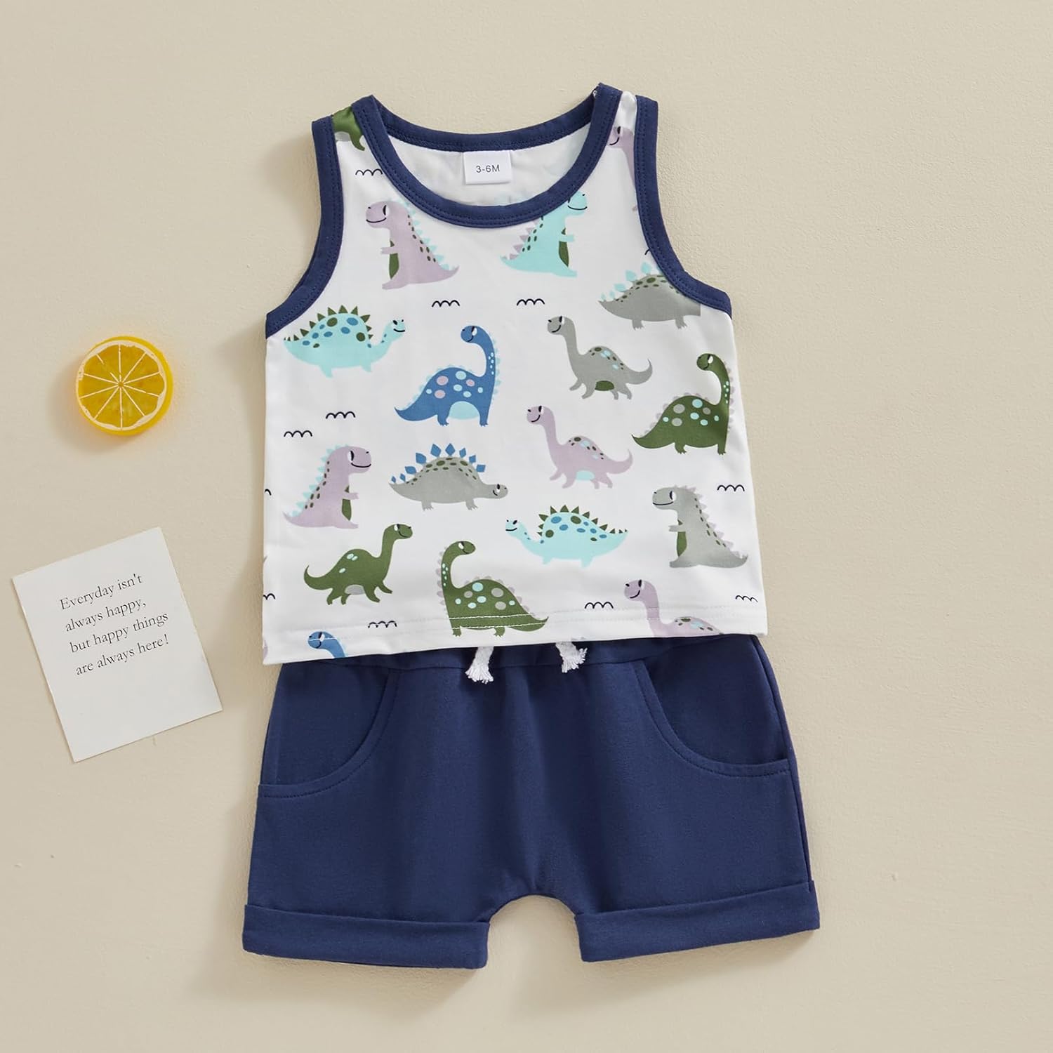 Sasaerucure Dinosaur Tank and Shorts Set for Baby