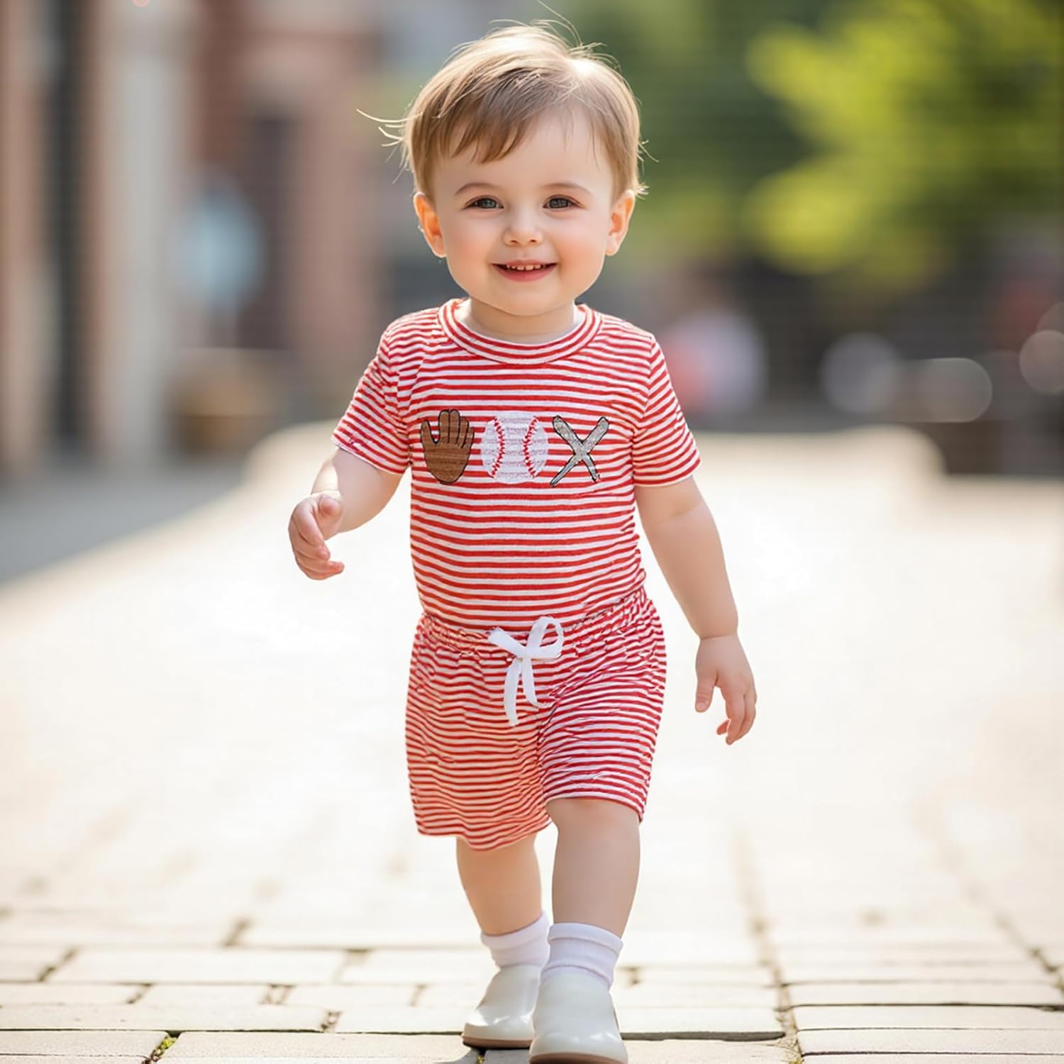 Toddler Baseball Stripe T-Shirt and Shorts Set