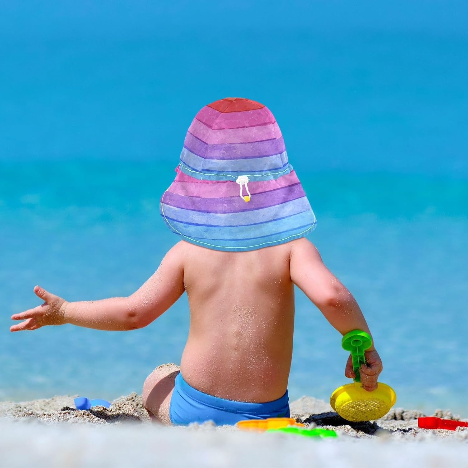 Watercolor Striped Baby Sunhat UPF 50