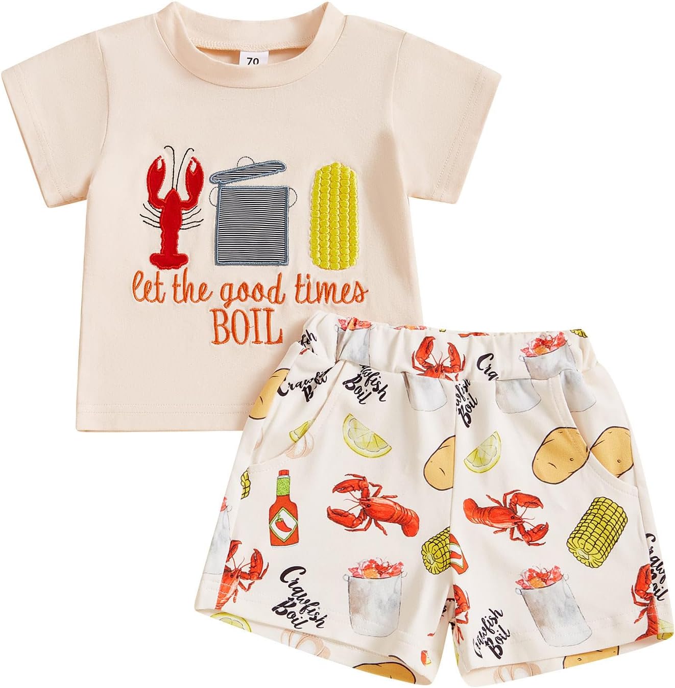 Motlapol Toddler Boy Crawfish Print 2-Piece Set